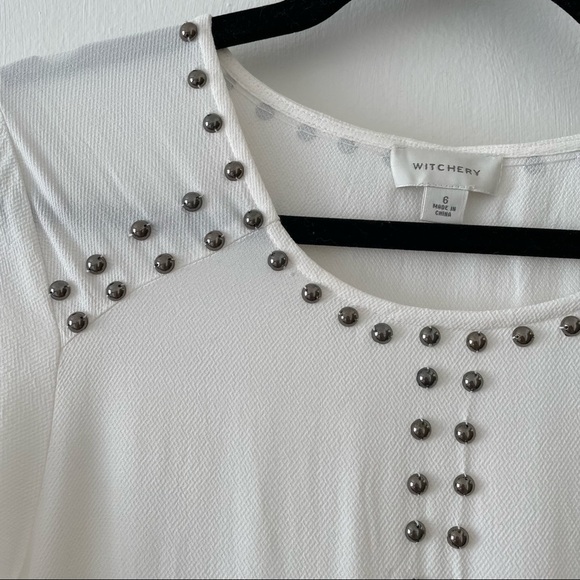 NWOT Witchery Australia White Dress with Gunmetal Embellishment - Picture 5 of 10